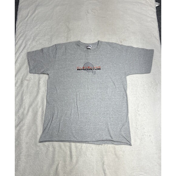 Vintage Majestic Cleveland Browns NFL Embroidered Gray T-Shirt Size Large Boxy - Picture 1 of 8